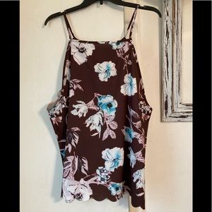 SHEIN Curve Sleeveless Floral Scalloped Top Sz 3X